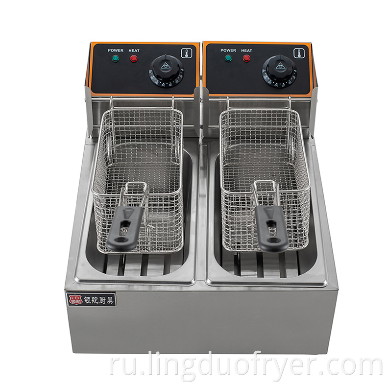 4l Double Electric Fryer Front